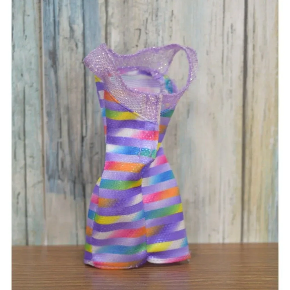 Barbie Bead Blast Doll Clothes Dress Rainbow Stripe Shimmer Purple Strapless
